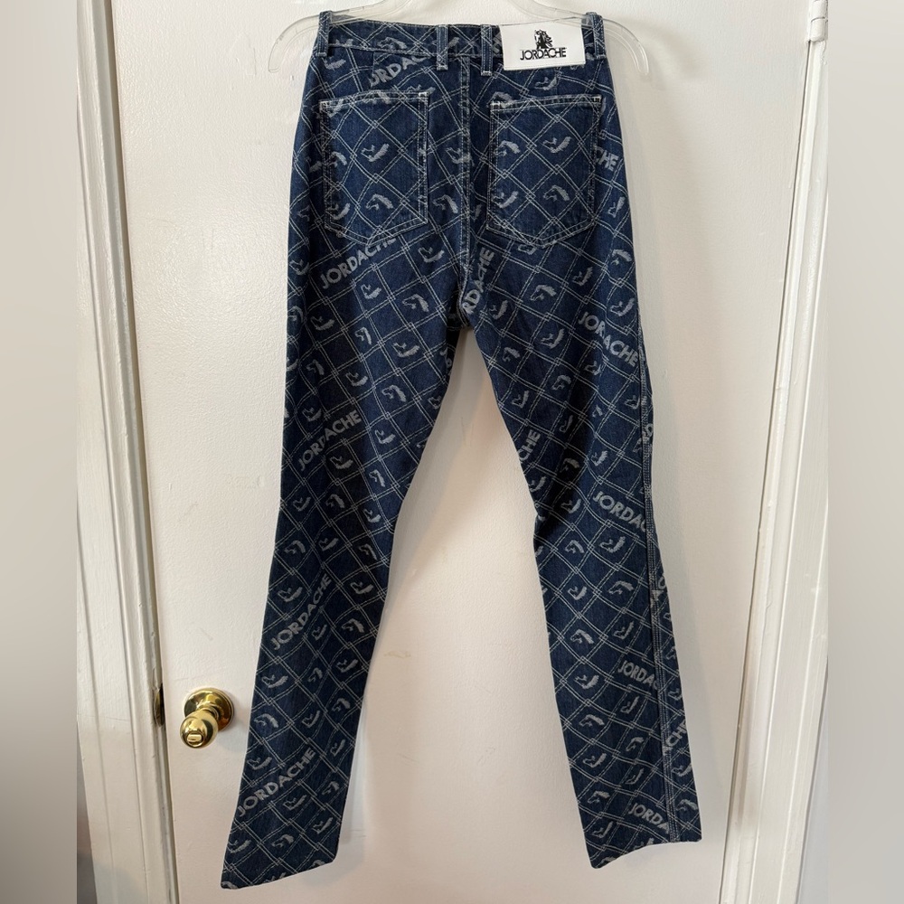 Jordache Signature Logo JACQUARD HIGH-RISE SLIM High Blue Jeans - Picture 5 of 9